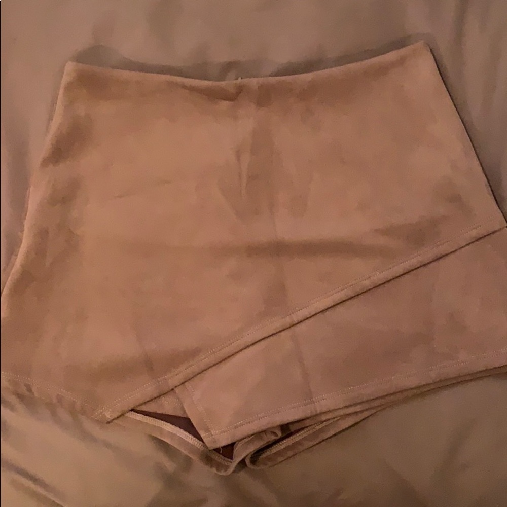 Brown suede skort